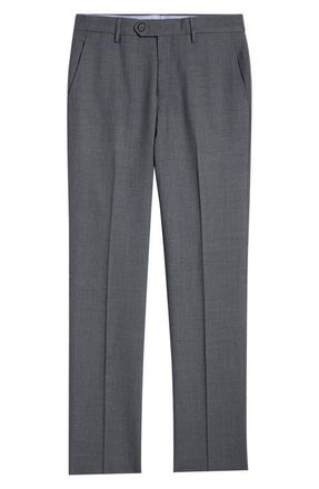 Berle Flat Front Tropical Weight Wool Dress Pants in Banker Gray at Nordstrom, Size 36