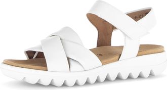 Gabor Riemchensandale GABOR, Damen, Gr. 36, weiss (wei&szlig;), Glattleder, unifarben, Schuhe Riemchensandale, Sommerschuh, Keilsandalette, Bequemschuh mit Klettv