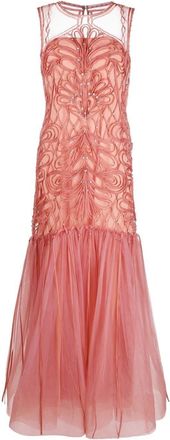 Alberta Ferretti crystal-embellished dress - women - Silk/Polyamide/glass/Polyester/Acetate/Silk/Spandex/Elastane - 46 - Pink