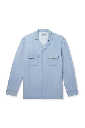 Officine G&eacute;n&eacute;rale Leto Convertible-Collar Lyocell Shirt