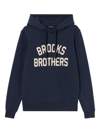 Brooks Brothers logo-embroidered terry hoodie - Blue