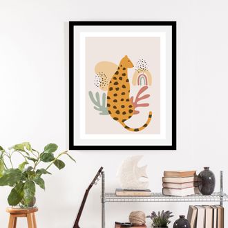 Queence Bild »Finou« Abstrakt Katze Katzenbilder Pflanzen Pflanzenbilder Raubkatzen Regenbogen Tiere Wildtiere 1 Stk. tlg. gerahmt