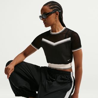 Nike Womens Nike Sportswear Chill Knit Tight Cropped Top in Black | IH1322-010