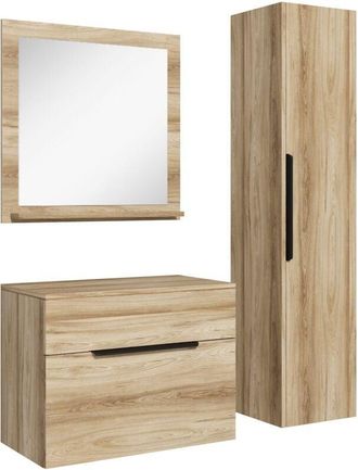 Badplaats Badplaats - Mobili da bagno Cali 60 x 35 cm - rovere - con specchio e armadietto laterale