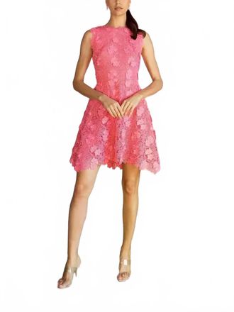 Monique Lhuillier Jewel Neck Lace Dress In French Rose