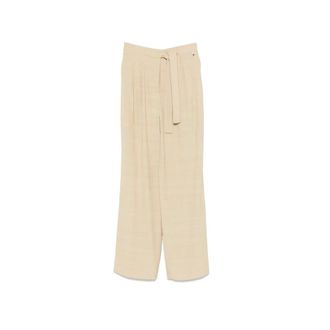 Herno Wide Trousers, female, Beige, Size: L Belted Straight Leg Trousers