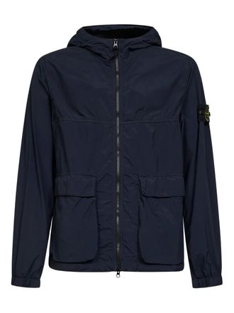 Stone Island hooded flap-pocket jacket - Blue