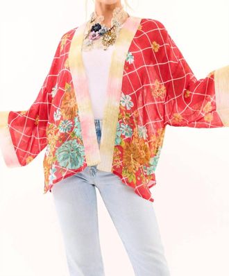 Aratta Borrocow Beauty Hand Embellished Kimono In Vintage Coral