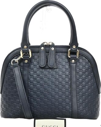 Gucci Convertible Dome Satchel Microguccissima Leather Navy Leather Bag (Pre-Owned)