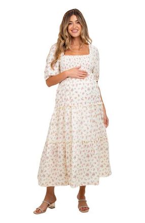 Pinkblush Floral Smocked Ruffle Tiered Maxi Dress at Nordstrom, Size Medium
