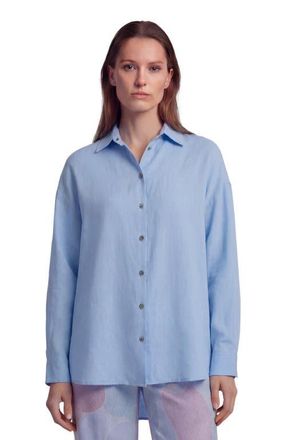 Lords of Harlech Womens Long Sleeve Linen Shirt in Blue at Nordstrom, Size Xx-Large