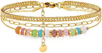 Liv Oliver 18K Plated 2.37 Ct. Tw. Multi Color Semi Precious Gemstones Bracelet