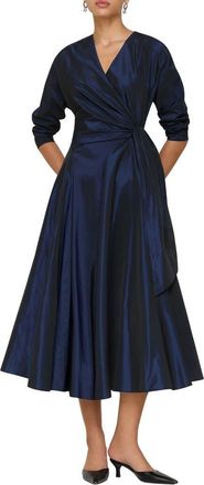 Lafayette 148 New York Side Tie Taffeta Fit & Flare Dress in Royal Blue at Nordstrom, Size 10