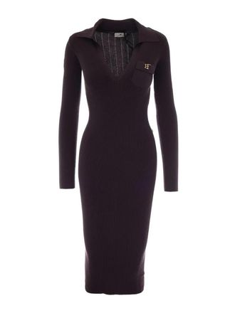 Elisabetta Franchi Dark Chocolate Knitted Dress