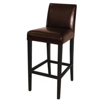 Netfurniture Tania Bar Stool - Wood Faux Leather Wooden Frame in Brown