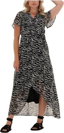 Colourful rebel Zebra Maxi Wrap Jurk - Dames - Maxi kleedjes - Zwart - S - Kleedjes