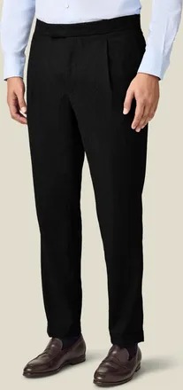 Luca Faloni Black Wool Pleated Trousers