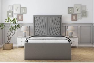 Sloomy Somerset Dumfries Deep-Sided Bed Frame With 50 Upholstered Headboard in Light Grey | Size: King