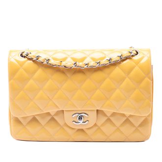 Chanel Yellow Jumbo Classic Patent Double Flap