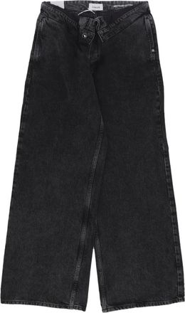 Amish Zwarte Oprolbare Denim Jeans - Dames - Loose Fit Jeans - Zwart - W28 - Denim - Jeans