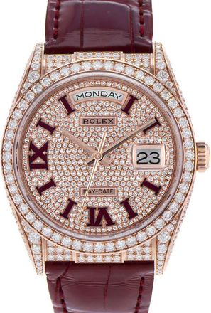 Rolex Pre-owned Rolex Day-Date 36 Automatic Diamond Pink Dial Mens Watch 128155RBR