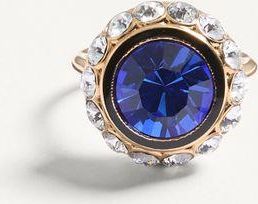 Valentino Garavani Anello VLogo Signature In Metallo, Smalto E Cristalli Donna ORO/BLU 11