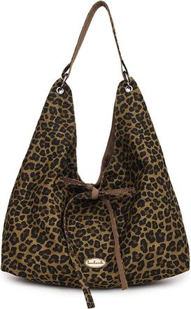 Generic Shoulder Bag for Women Leopard Print Retro Handbag Canvas Large Capacity Underarm Bag Hobo Bag Work Travel Bag (Style 1)