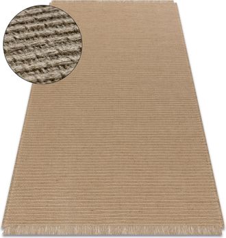 RugsX Rugsx - Tappeto Juta 3651 Beige Scuro Un Colore - Juta, Tessitura Piatta, Frange Beige 80x150 Cm