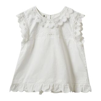 The Garment Blouses, female, White, Size: XS Cotton Top with Lace Inserts