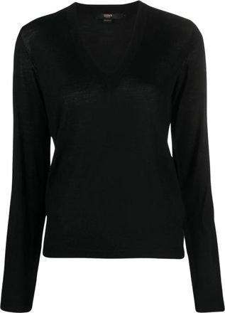 Seventy Truien & Vesten, Dames, Zwart, S, Wol, Lichte V-hals Trui van Wol
