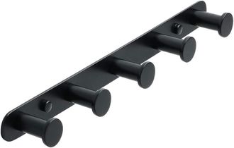 OEM Perchero De Pared Con Ganchos Para Toallas, Toallero De Pared Atornillable Para Ba&ntilde;o Y Cocina, Acabado En Acero Inoxidable Negro Mate, 5 Ganchos Redon