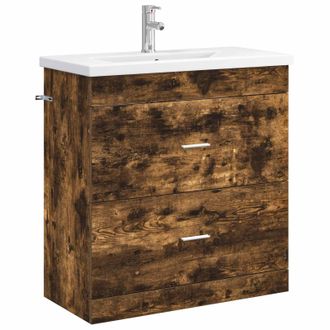 vidaXL Juego De Muebles De Ba&ntilde;o Roble Ahumado 81 X 40 X 84,5 Cm Vidaxl