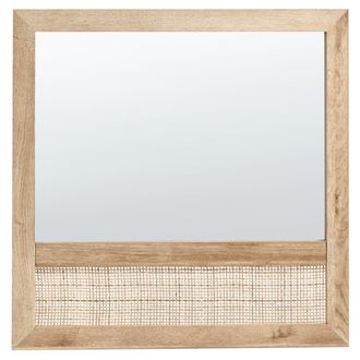 Beliani Beliani - Espejo De Pared Decorativo Cuadrado Moderno 60 X 60 Cm Marco De Tablero De Part&iacute;culas Con Rat&aacute;n Madera Clara Rosell