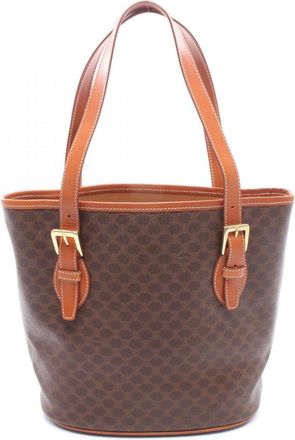 Celine Brown Coated Canvas Leather Handbag Tote Bag (Pre-Owned)