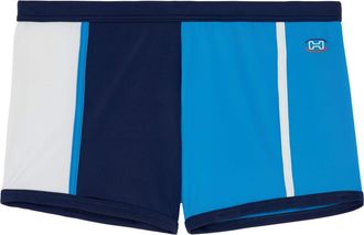 HOM Mens Waterpolo Swim Boxers Trunks, Blue, Navy and White, S