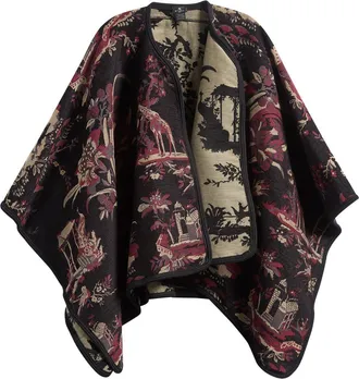 Etro Reversible Jacquard Cape in Black at Nordstrom