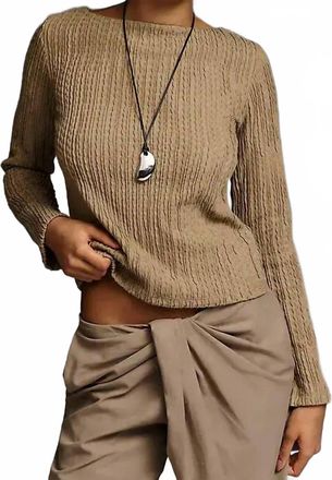 Sanctuary Long Sleeve Boatneck Textured Top In Covert Green