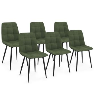 IDMarket Set Di 6 Sedie Da Pranzo Mila In Velluto Verde Cachi