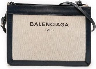 Balenciaga 2016 Navy Pochette canvas crossbodytas - Bruin