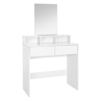 ML Design Tocador de maquillaje con 2 cajones y 3 compartimentos madera blanca