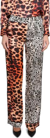Roberto Cavalli Moray Eel Print Silk-Viscose Trousers - Pink