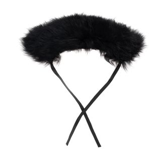Marni Lammy Bontkraag - Dames - Sjaals - Zwart - ONE Size - Leer - Accessoires