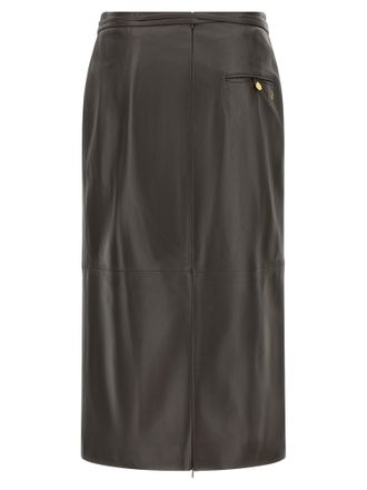 Alberta Ferretti Panel-Stitched Leather Skirt - Grey