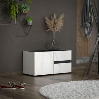 Dmora Mueble De Entrada Se&uacute;l, 2 Cajones, Un Estante Made In Italy, Una Puerta, 80x38x42h Cm Blanco Brillante