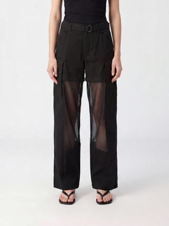 sacai Pantaloni cargo a gamba larga in georgette con vita media