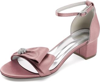 Generic Womens Block Heel Wedding Shoes Peep Toe Bridal Wedding Party Dress Low Heel 4.5Cm,Nude Pink,10 UK