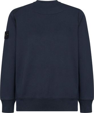 Stone Island Mens Blue Organic Cotton Crewneck Sweatshirt Sweatshirts Sweater