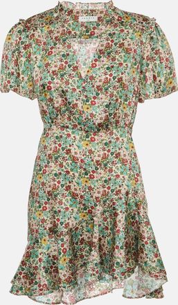 Sandro Cream Floral Print Crepe Ruffled Mini Dress