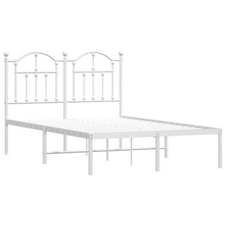 Berkfield Home Metal Bed Frame with Headboard White 120x200 cm | Size: Small Double