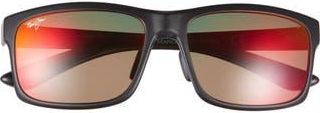 Maui Jim 58mm Polarized Square Sunglasses in Black Black Lava at Nordstrom Rack